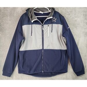 NFL Dallas Cowboys Mens XL Navy Grey Nike Therma-FIT Full Zip Hoodie